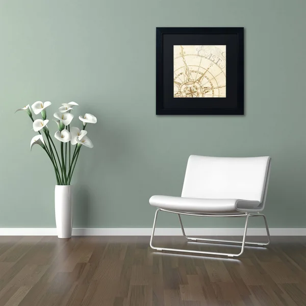 Trademark Art &Coast to Coast Sepia III& by Daphne Brissonnet Framed Graphic Art Size: 11x22 H x 11x22 W, Matte Color: Black