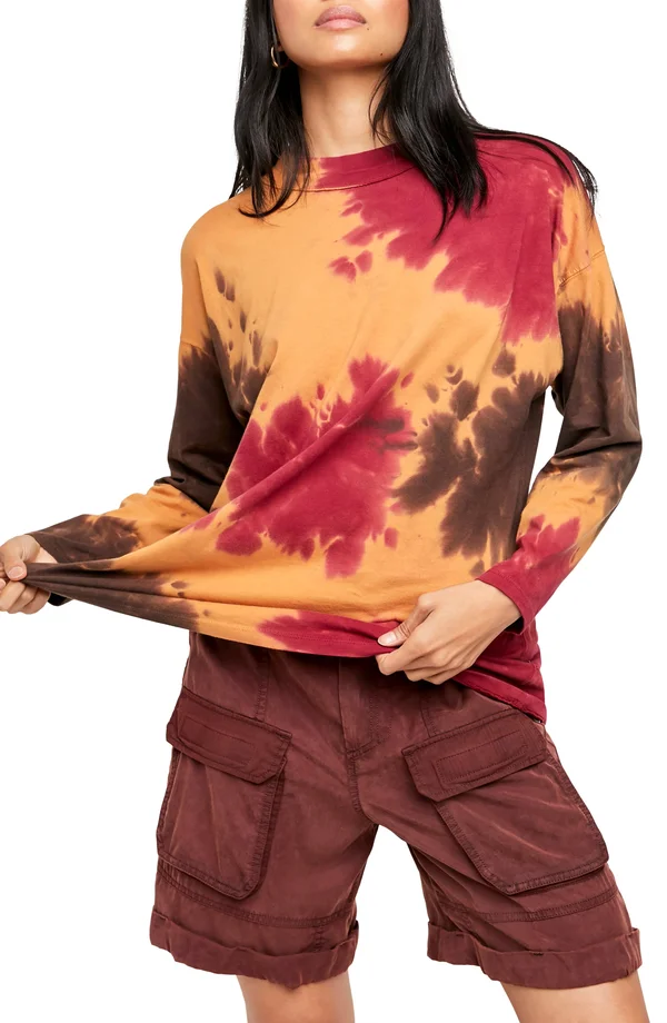 Free People Be Free Tie Dye Long Sleeve Tee - Xs