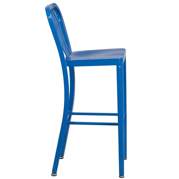 Lancaster Home Metal Indoor/Outdoor Slat Back Barstool - White