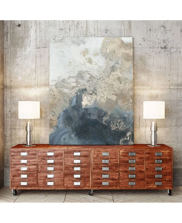 Giant Art 36x22 x 24x22 Ocean Splash II Version Museum Mounted Canvas Print - Blue