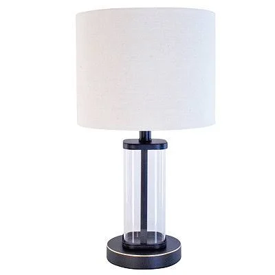 Glass and Bronze Base Table Lamp