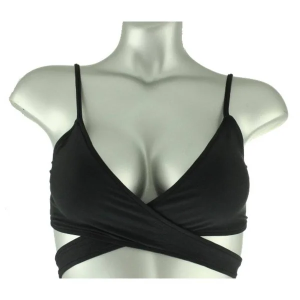 L*Space Swimwear Black Sweet & Chic Chloe Wrap Bikini Top (D, Xl) $79 Nwt