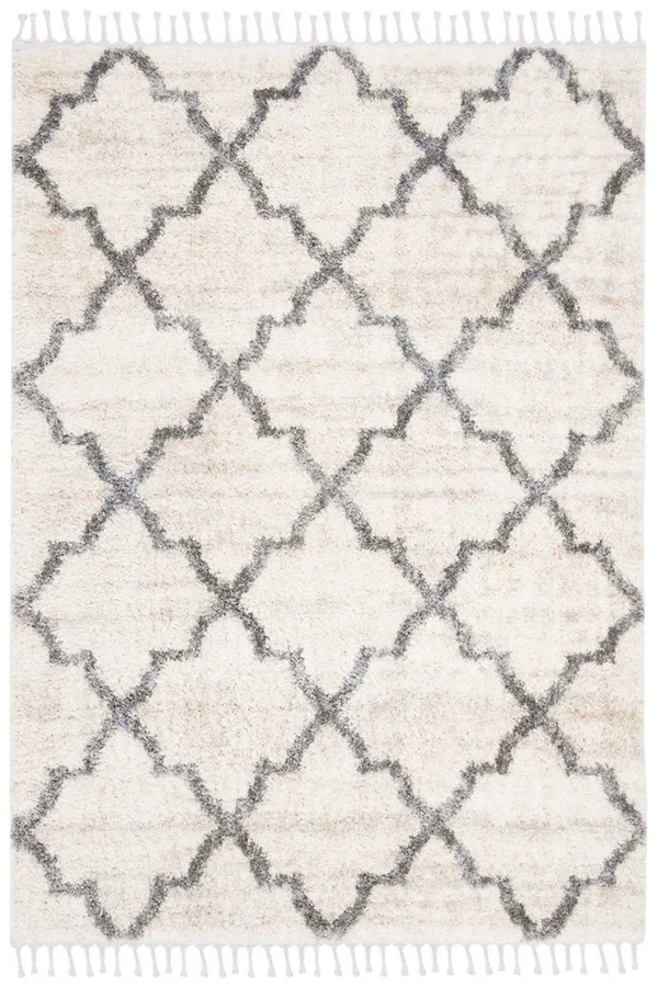 Safavieh Berber Fringe Shag 627 Area Rug, Cream, Grey, 6& x 9& Rectangle