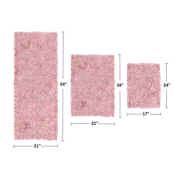 Bell Flower 3 Piece Bath Rug Collection by Home Weavers Inc in Red