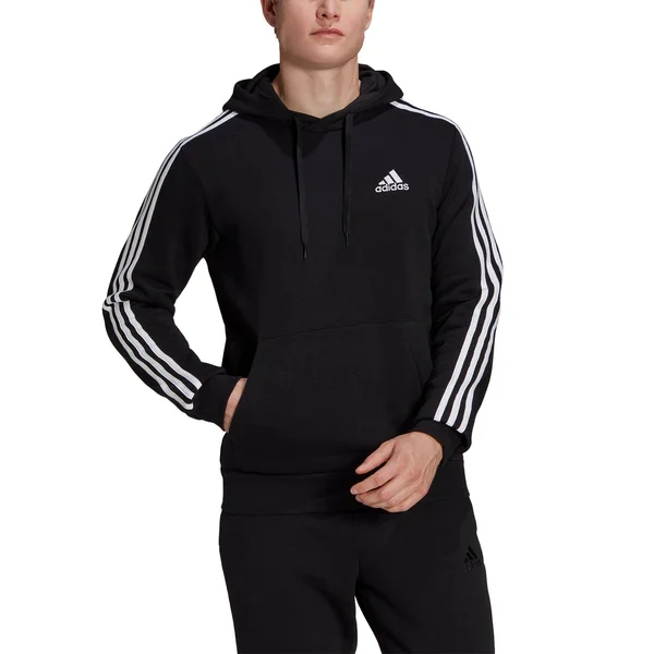 Adidas Men's Essentials Logo Hoodie - Black/White - Size XLT
