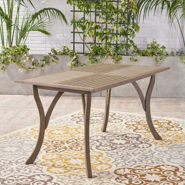 59x22 Gray Contemporary Rectangular Outdoor Dining Table