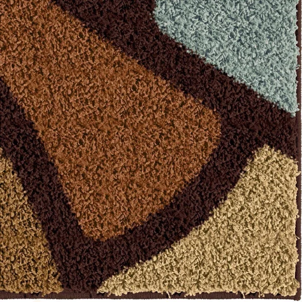 Porch & den Bennett Comfy and Cozy Window Pane Brown Shag Area Rug - 6&7x22 x 9&8x22