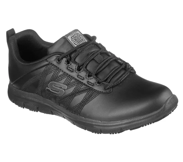Skechers Women's Work Relaxed Fit Ghenter Follans SR Sneaker, Black