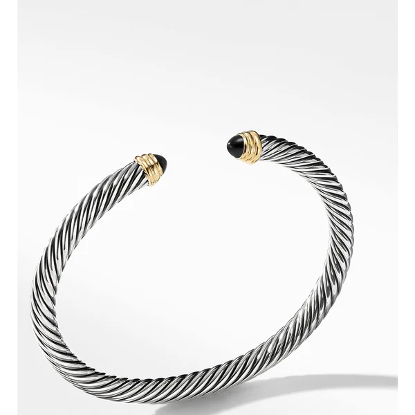 David Yurman Cable Classics Bracelet with Semiprecious Stones & 14K Gold, 5mm Black Onyx