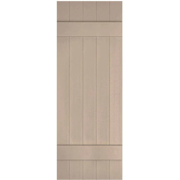17 1/2 inchw x 40 inchh Lifetime Vinyl - Custom Five Board Joined (2 Batten), Board-n-Batten Shutters, w/Shutter-Loks (Per Pair)
