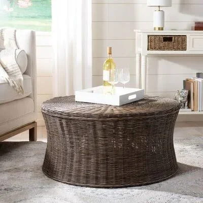 Willow Drum Coffee Table Beachcrest Home Color: Dark Brown