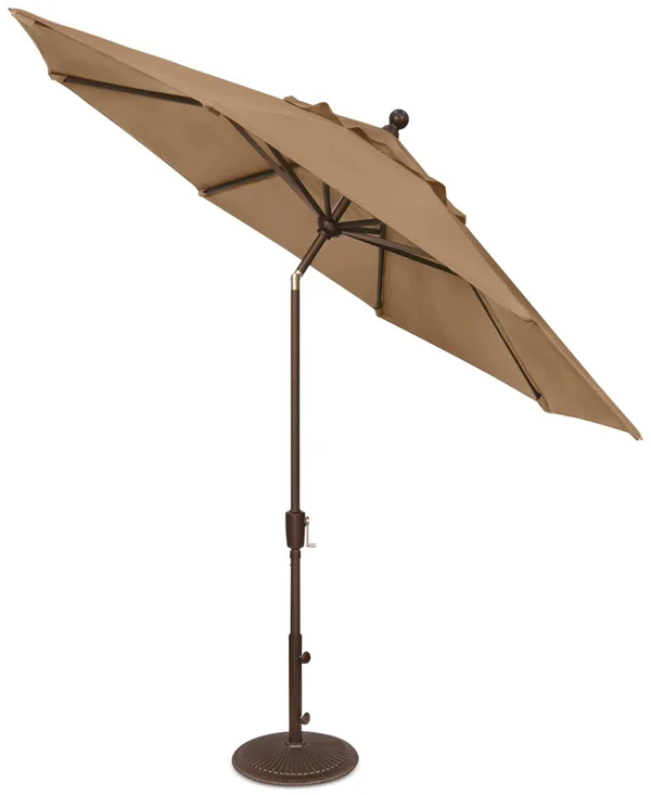 Treasure Garden Outdoor Bronze 9& Push Button Tilt Umbrella - Straw