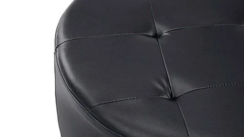 Zuri Furniture Lock Round Modern Tufted Ottoman - Black