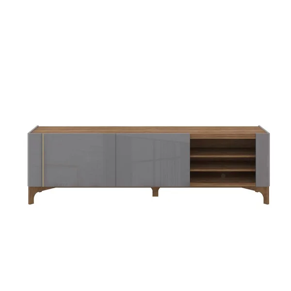 Luxor Watkins 80 in. Gray Particle Board TV Stand Fits TVs Up to 70 in. with Storage Doors, Grey