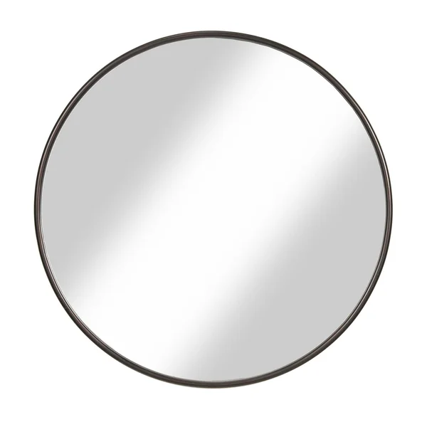 Contemporary Round Metal Framed Wall Mirror Large Bronze and Silver