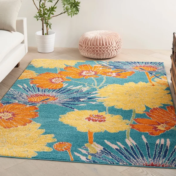 Nourison Allur ALR06 Area Rug, Turquoise Multicolor, 9& x 12&