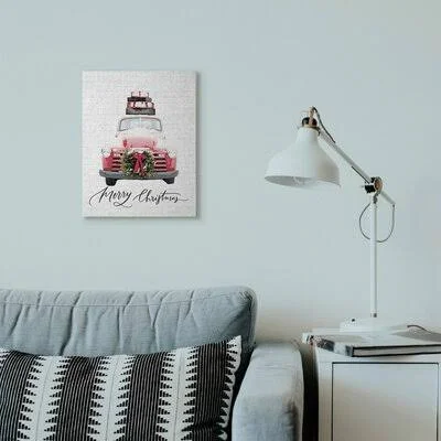 &Merry Christmas Red Truck& Graphic Art The Holiday Aisle Format: Wrapped Canvas - Size: 40x22 H x 30x22 W x 1.5x22 D