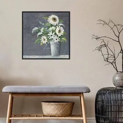 'Late Summer Bouquet II' by Julia Purinton - Floater Frame Print on Canvas Red Barrel Studio Frame Color: Black Framed, Size: 22