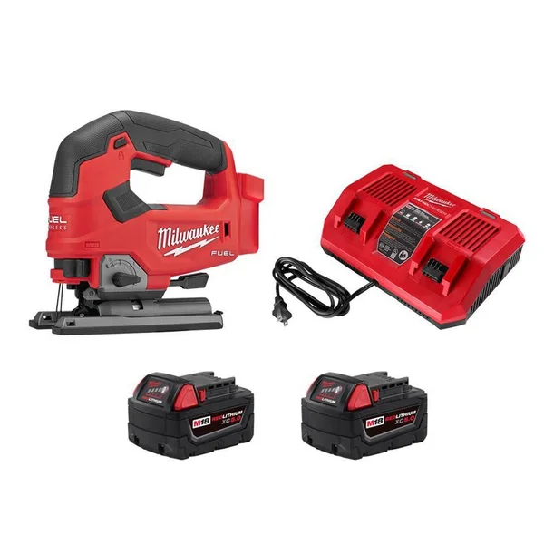 Milwaukee M18 Fuel 18-Volt Lithium-Ion Brushless Cordless Jig Saw w/(2) 5.0 Ah Batteries & Dual Bay Rapid Charger