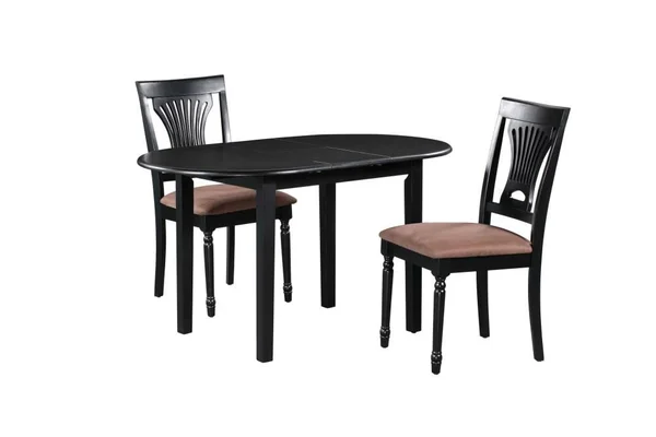 Mu0026D Furniture 3 Piece Extendable Dining Set Rubber in Black, PASO3-BLK-C