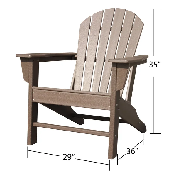StarX Decor Teak Modern Plastic Outdoor Patio Adirondack Chair - 33.49x22×31.52x22×37.43x22 - Coffee
