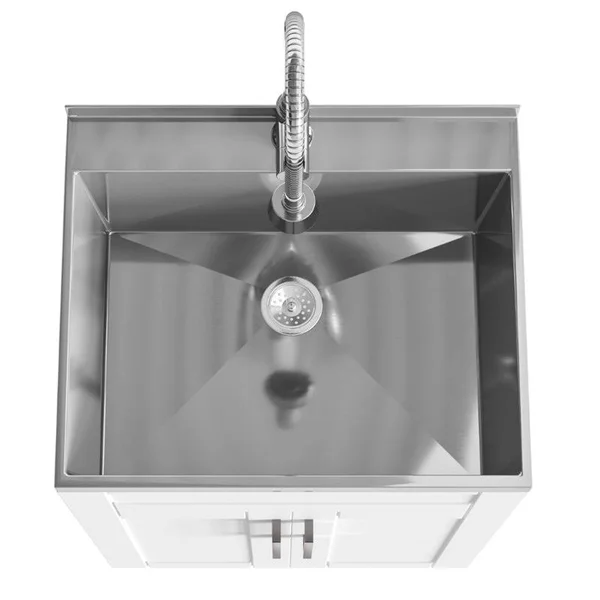 Hennessy Contemporary 24 inch Deluxe Laundry Cabinet with Faucet and Stainless Steel Sink - Simpli Home AXCLDYHEN-SS