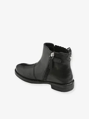Leather Boots with Elastic - for Girls Black