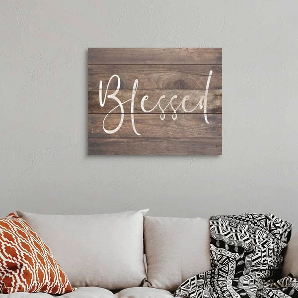 Family Quotes - Blessed Wood - Canvas Wall Art, 30x24, Great Big Canvas