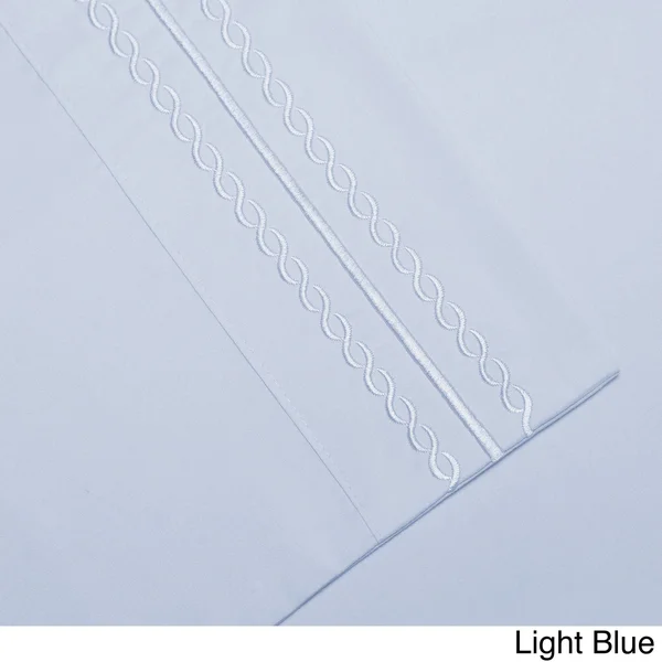 Superior Infinity Wrinkle Resistant Brushed Microfiber Embroidered Sheet Set, Blue