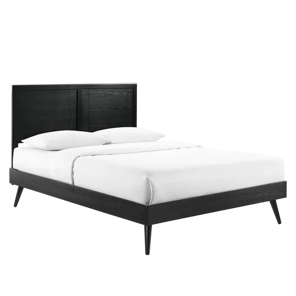 Modway Marlee Queen Wood Platform Bed with Splayed Legs Gray