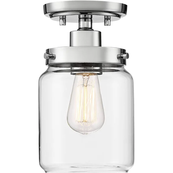 Devonshire 6x22 Wide Chrome and Glass Ceiling Light
