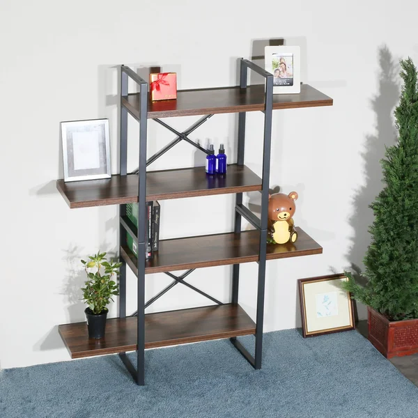 4 Shelf Display Bookcase by Davee Furniture Inc - Size: 56.69 H x 47.24 W x 11.34 D, Brown