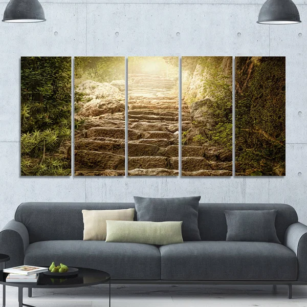 Design Art &Holy Light and Upstairs& Photographic Print Multi-Piece Image on Canvas - Size: 60 in. Wide x 28 in. High - 5 Equal P