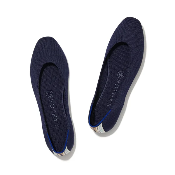 Rothy&s Navy Blue Square-Toe Flats, Navy, Size 10
