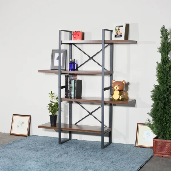 4 Shelf Display Bookcase by Davee Furniture Inc - Size: 56.69 H x 47.24 W x 11.34 D, Brown