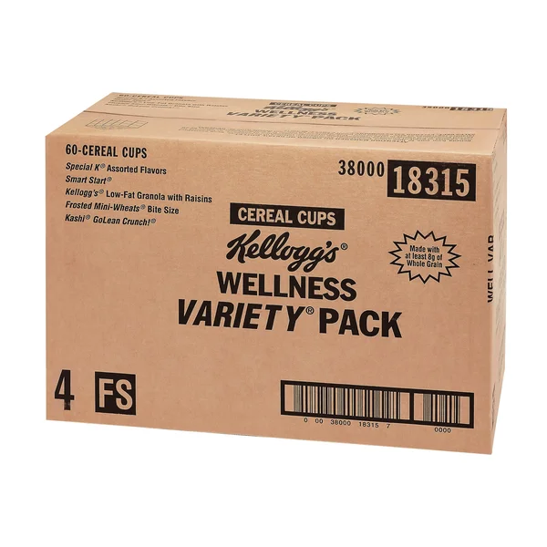 Kellogg's Breakfast Cereal - Single Serve, Classic Wellness Assortment, 2.2 oz Cup, 60/Carton
