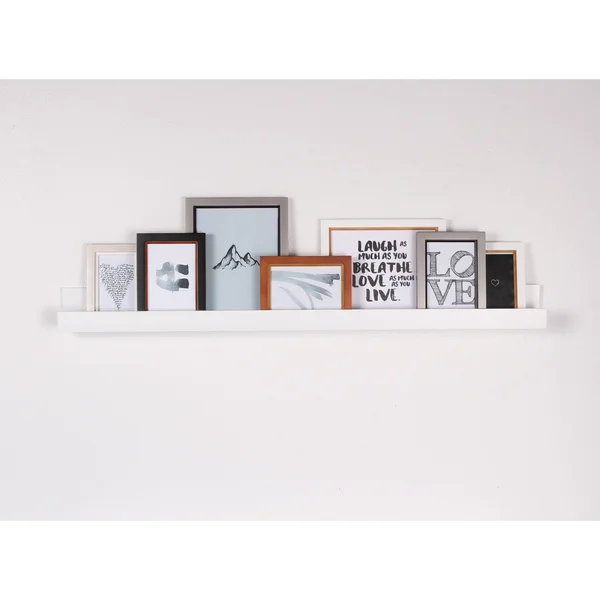 Kate and Laurel Levie Modern Floating Wall Shelf Picture Frame Holder Ledge - Dark Walnut Brown