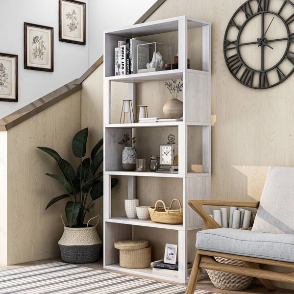 70.75x22 Montalva 5 Shelf Bookcase White Oak - HOMES: Inside + Out