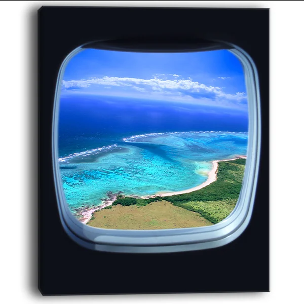 Designart Ocean View from Window Seascape Photo Canvas Art Print - 20x22 x 40