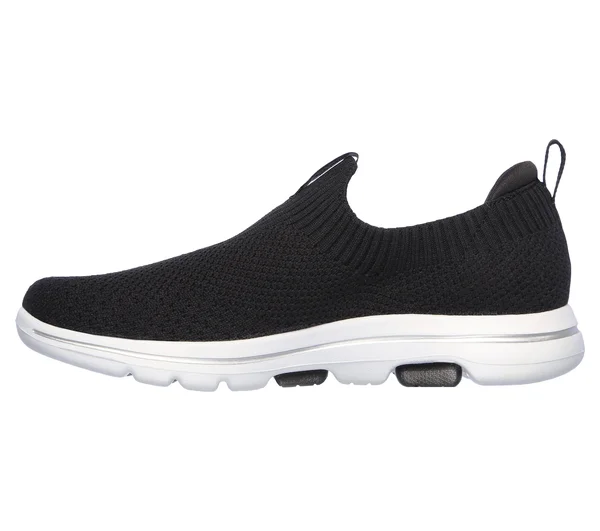 Skechers Women's GOwalk 5 Trendy Slip on Sneaker, Black/White