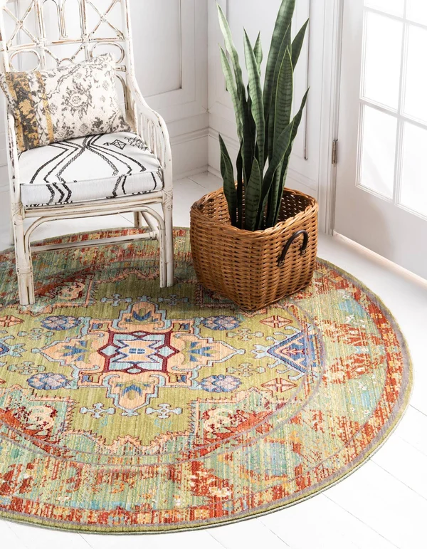 Unique Loom Austin Cabaletta Area Rug (6& x 6& Round - Light Green)