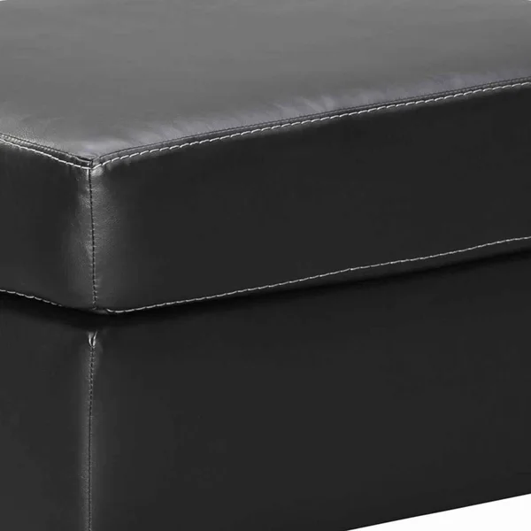 Benzara BM209230 Leatherette Upholstered Wooden Ottoman with Tapered Block Legs Gray
