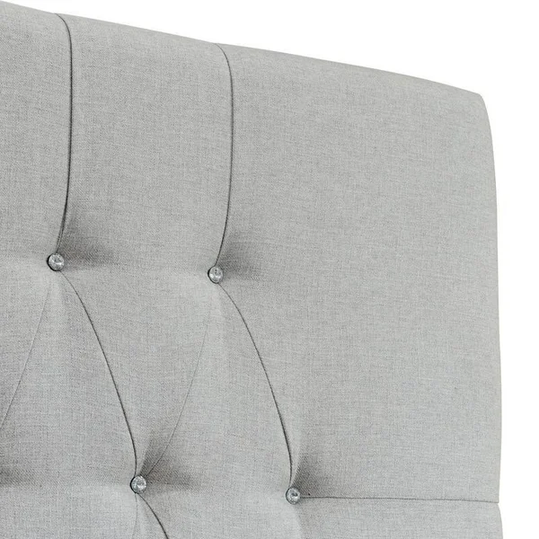 Tall Tufted Light Grey Upholstered Queen Headboard