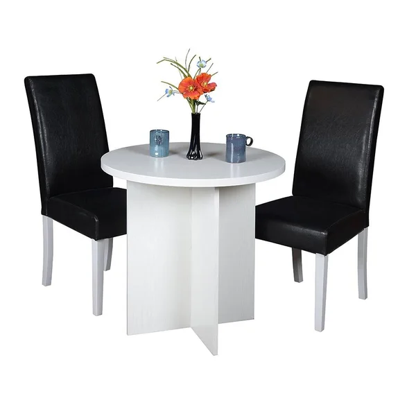 Niche Tyler Dining Room Chair- White Wood Grain/ Black Vinyl