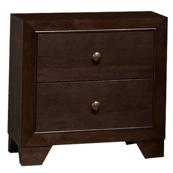 Benzara Bm177842 Wooden Night Stand with Two Drawer - Espresso Brown
