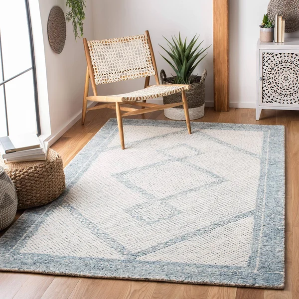 Safavieh 8& x 10& Abstract ABT345M Ivory - Blue Rug