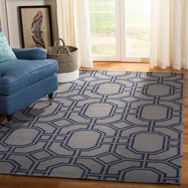 Safavieh 6& x 6& Square Dhurries DHU860B Blue, Orange Rug