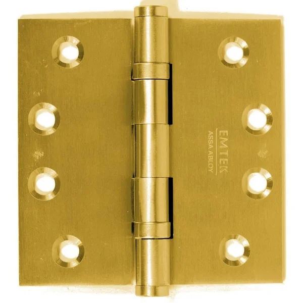 Emtek 96414US4 4 inch x 4 inch Ball Bearing Solid Brass Hinge with Square Corners (Sold in Pairs) Satin Brass