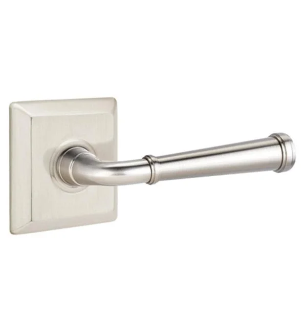 Emtek 8131TUS7RH Passage Turino Lever with Quincy Rose Finish: French Antique Brass, Handle Orientation: Right