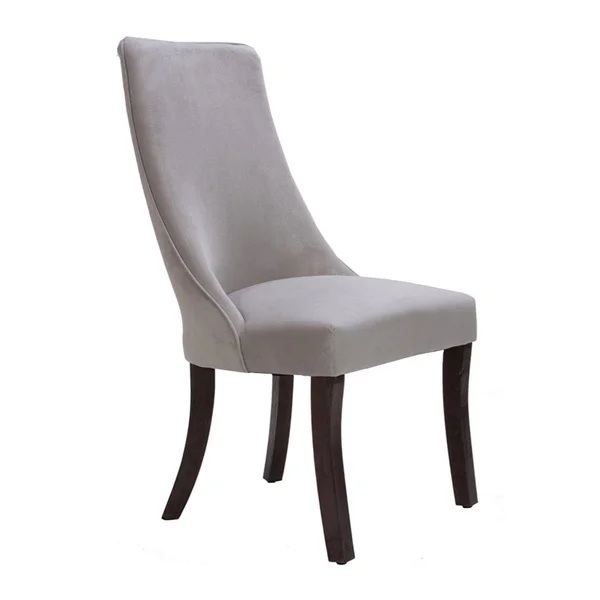 Benzara BM179913 Fabric Upholstered Wooden Accent Side Dining Chair Grey (Set of 2)